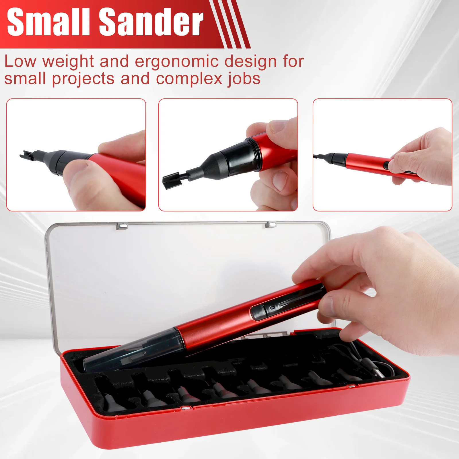 Mini Reciprocating Sander Set Portable Electric Sanding Pen USB Rechargeable Mini Sander with Overload Protection 3 Gears