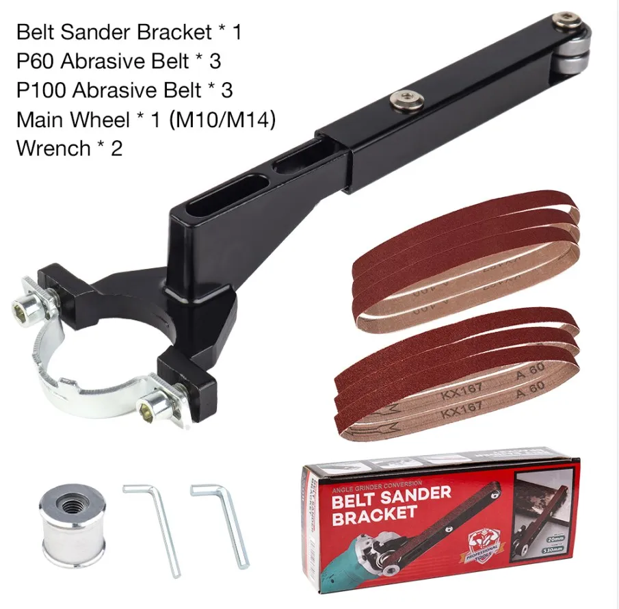 6/10PCS Sander Angle Grinder Modified Accessory Belt Sander For 100/115/125 Angle Grinder Woodworking Trimming Polishing