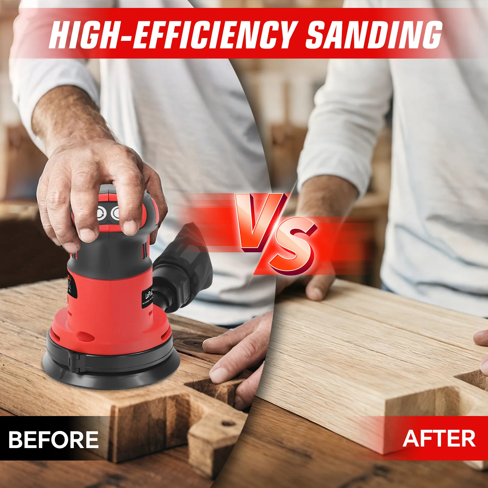 125mm Random Orbital Sander Electric Sanding Grinding Machine 3 Variable Speed Woodworking Power Tools For Milwaukee 18V Battery