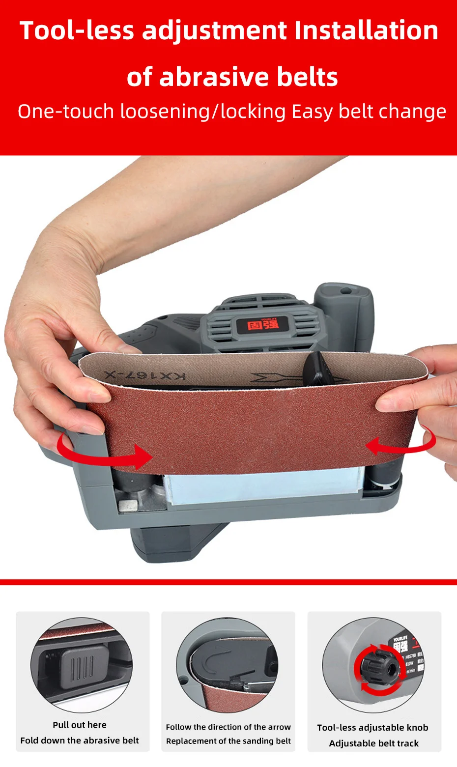Electric Belt Sander Portable Sander Tank Flat Flat Sanding Machine Small Polishing Machine Woodworking Home Sandpaper Machine