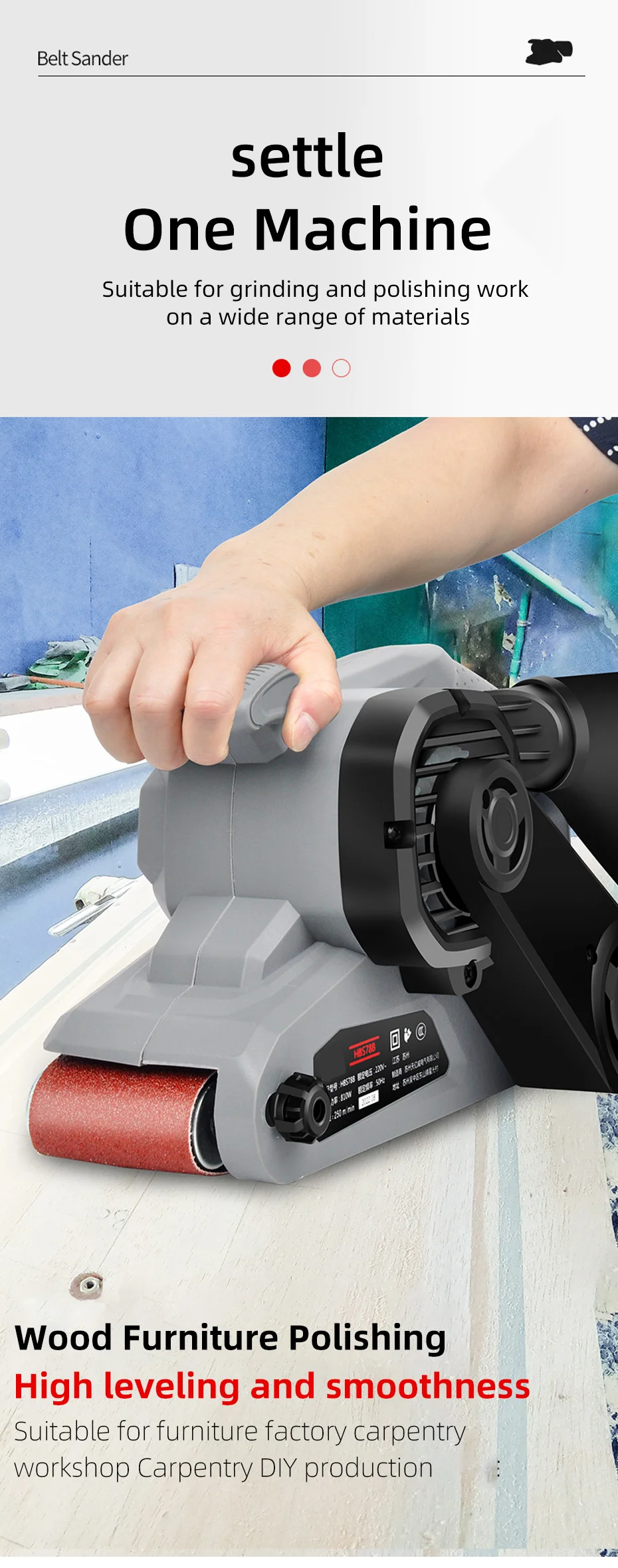 Electric Belt Sander Portable Sander Tank Flat Flat Sanding Machine Small Polishing Machine Woodworking Home Sandpaper Machine