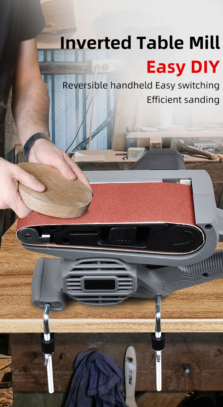 Electric Belt Sander Portable Sander Tank Flat Flat Sanding Machine Small Polishing Machine Woodworking Home Sandpaper Machine