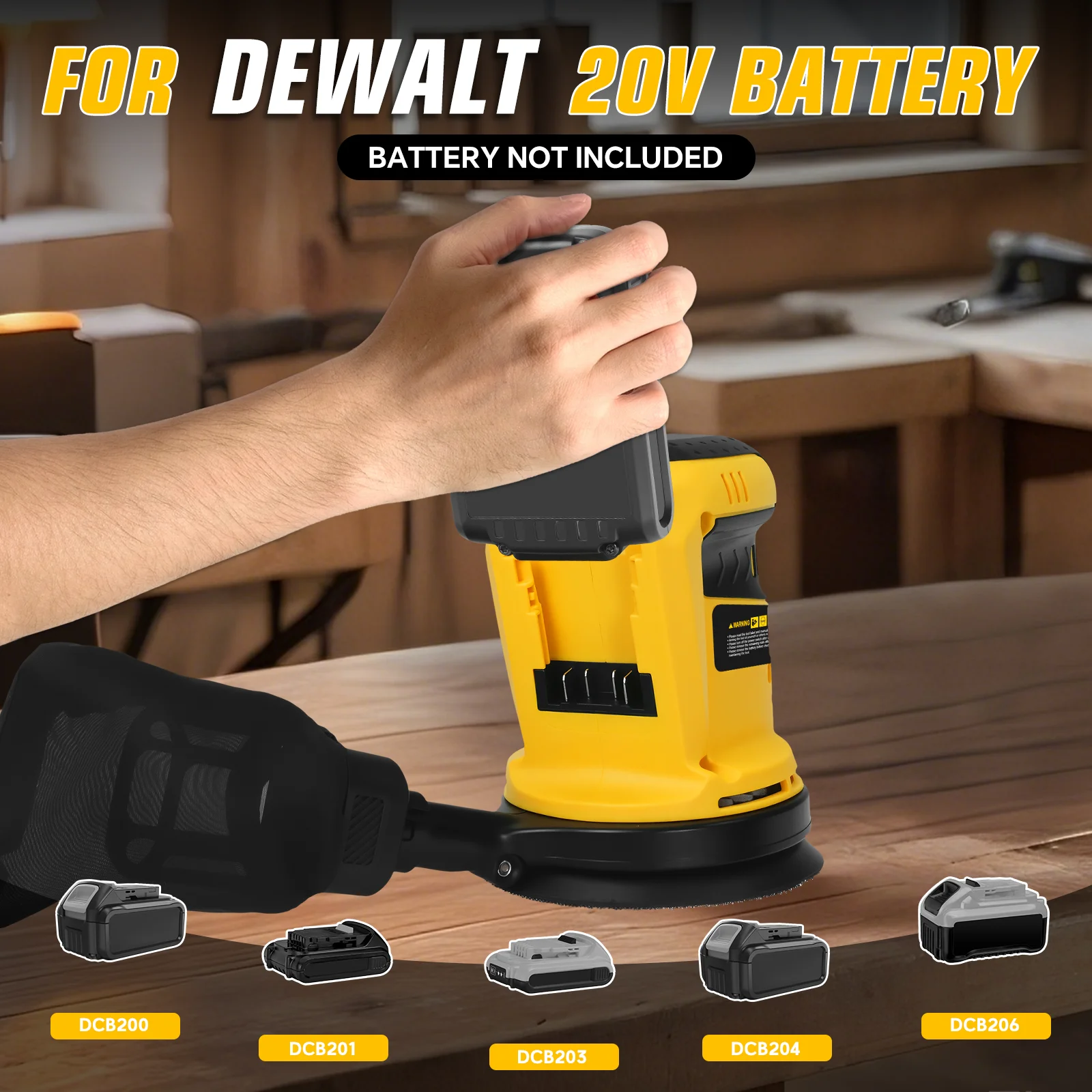 125mm Random Orbital Sander 3-Speed Cordless Electric Sander Woodworking Polishing Sanding Power Tool for Dewalt 20V Battery Pin