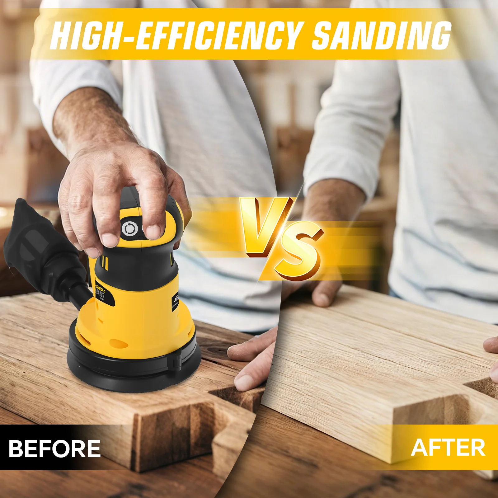 125mm Random Orbital Sander 3-Speed Cordless Electric Sander Woodworking Polishing Sanding Power Tool for Dewalt 20V Battery Pin