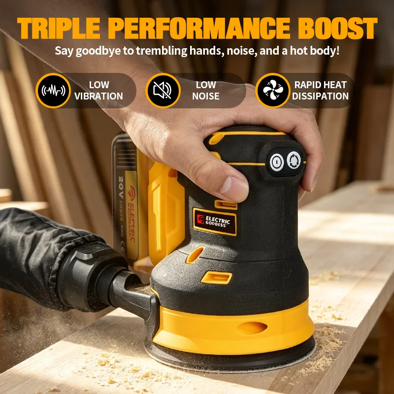 Electric Goddess Brushless Sander Disc 11000rpm Cordless 3 Gear Woodworking Sanding Putty Polishing For Dewalt 20V Battery Pin