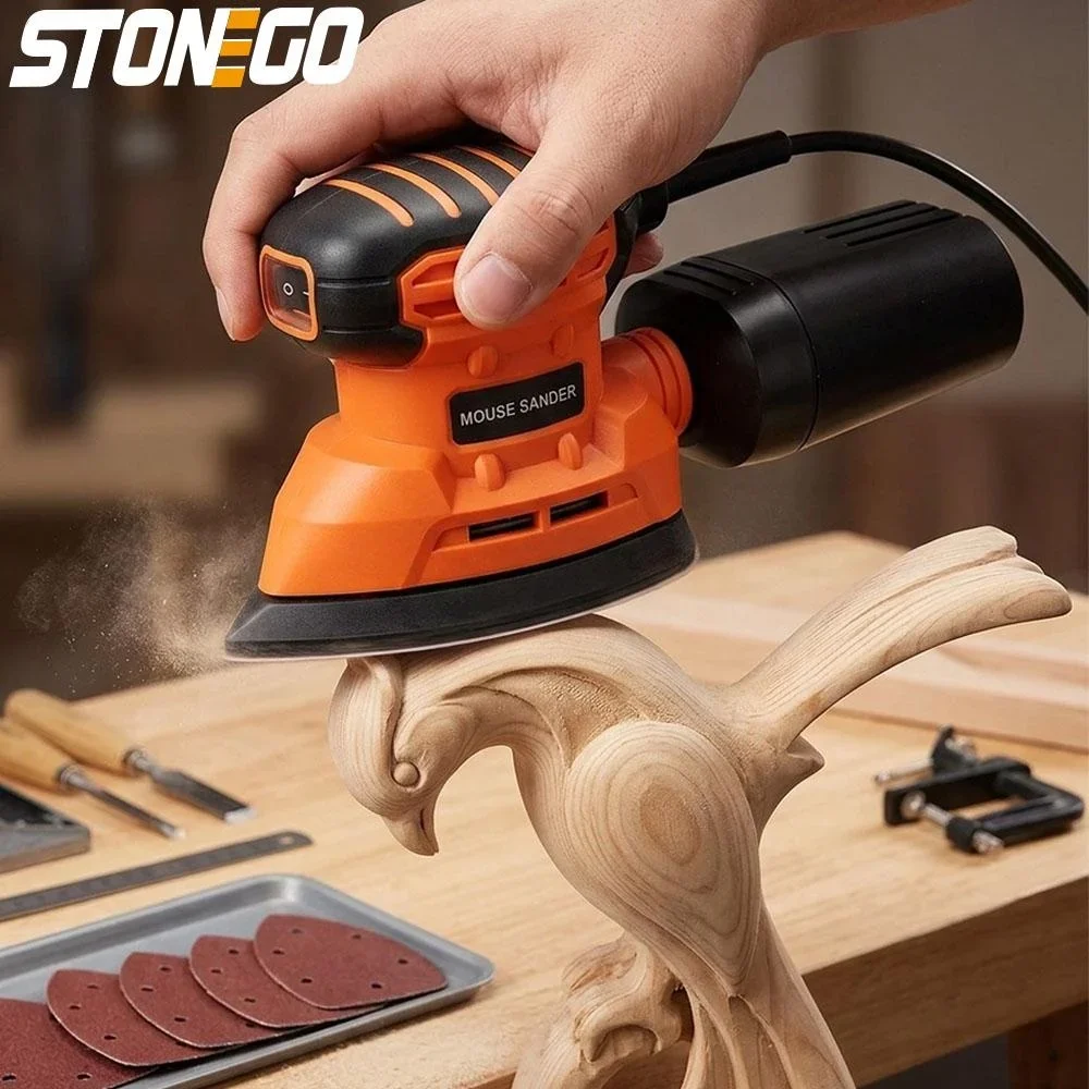 Electric Sander with Dust Collection 12pcs Sanding Sheets Corded Power Sander for Wood Metal Polishing DIY Grinding