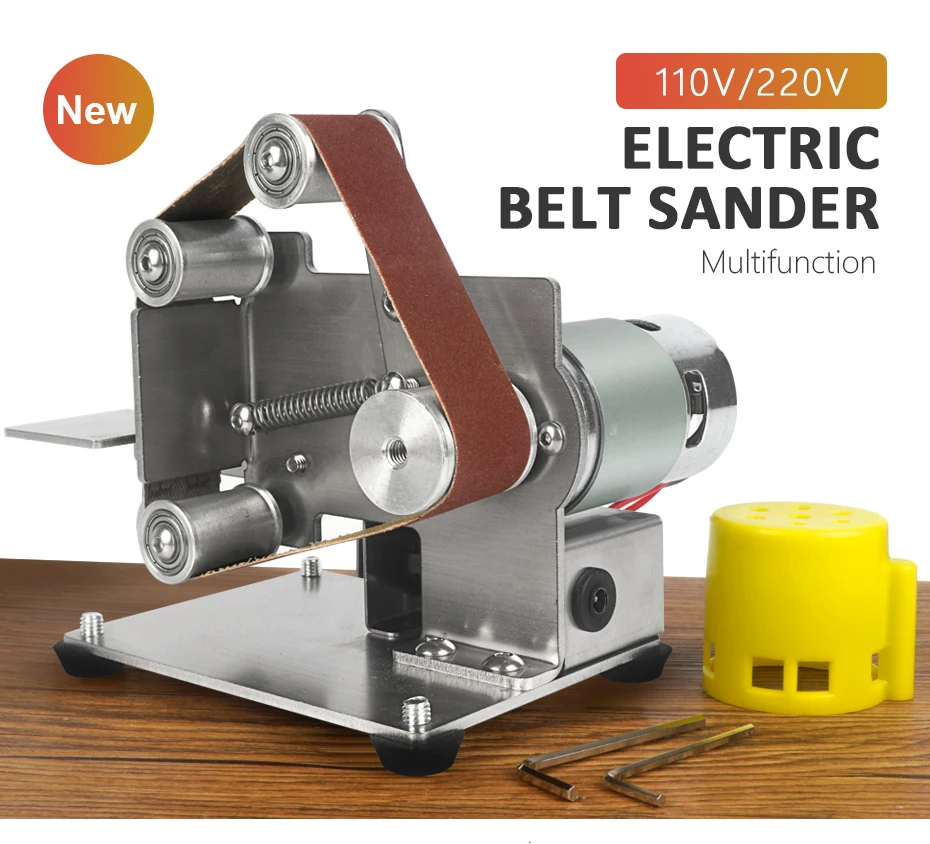 110V/220V Mini Belt Grinding Machine Tool Sharpening Machine Home DIY Polisher Machine Sanding Grinding Electric Sander