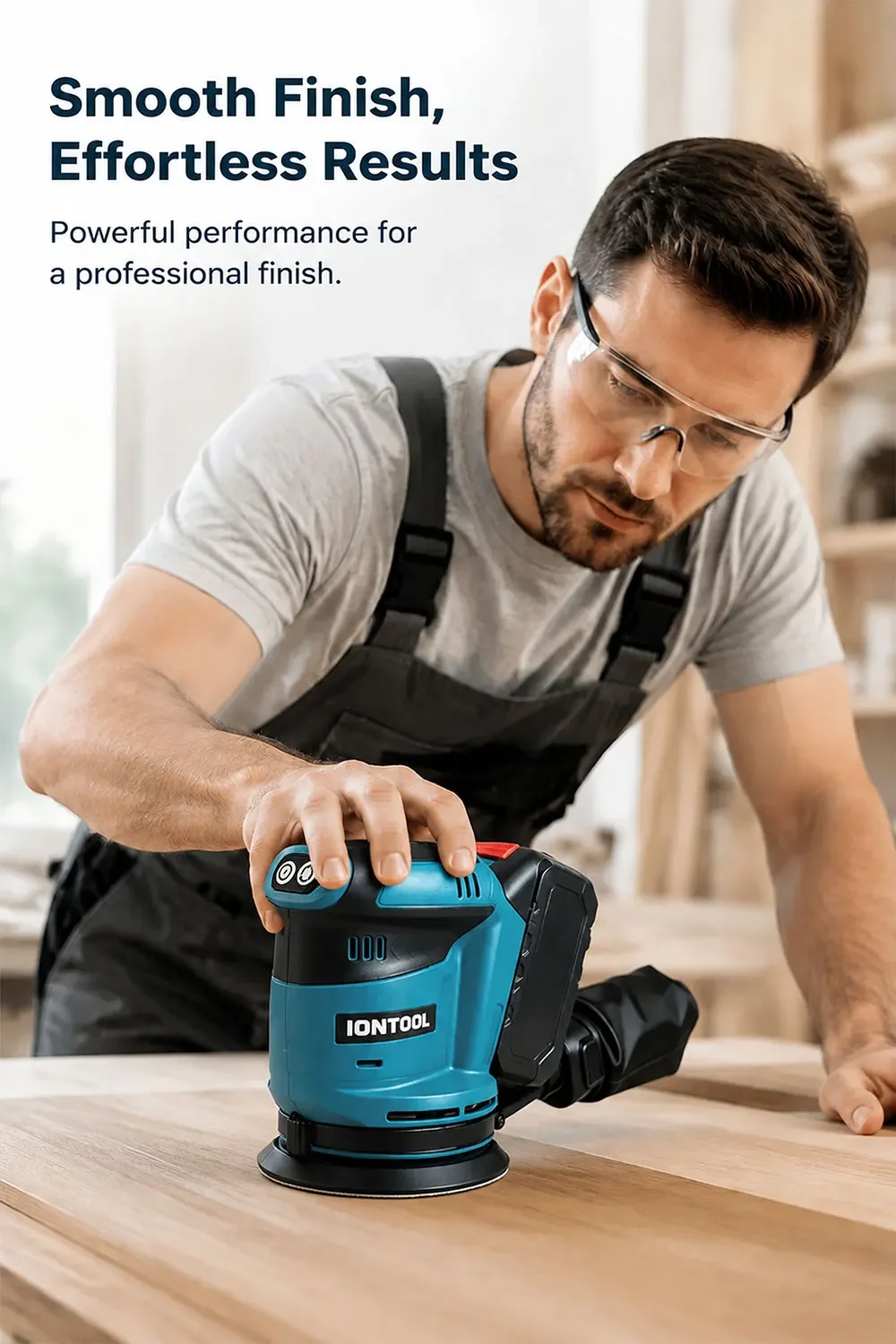 IONTOOL Ultra Lightweight Variable Speed Sander 175mm for Woodworking and Fine Detail Sanding DIY Home Use Bare Unit