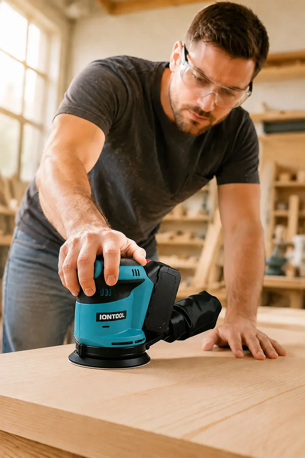 IONTOOL Ultra Lightweight Variable Speed Sander 175mm for Woodworking and Fine Detail Sanding DIY Home Use Bare Unit