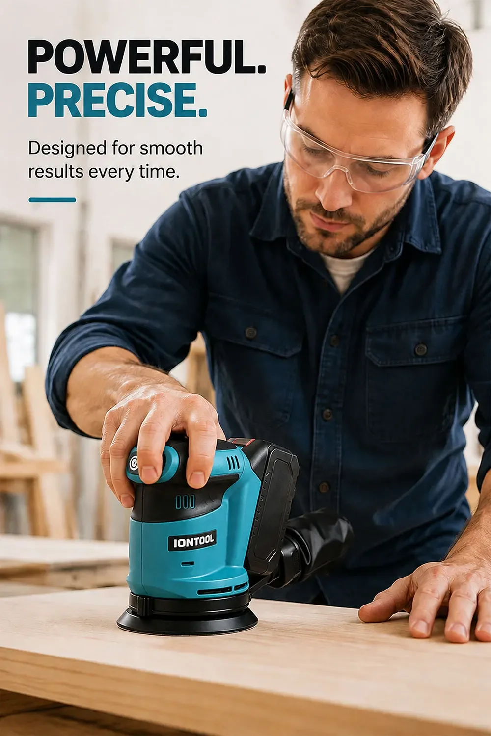 IONTOOL Ultra Lightweight Variable Speed Sander 175mm for Woodworking and Fine Detail Sanding DIY Home Use Bare Unit