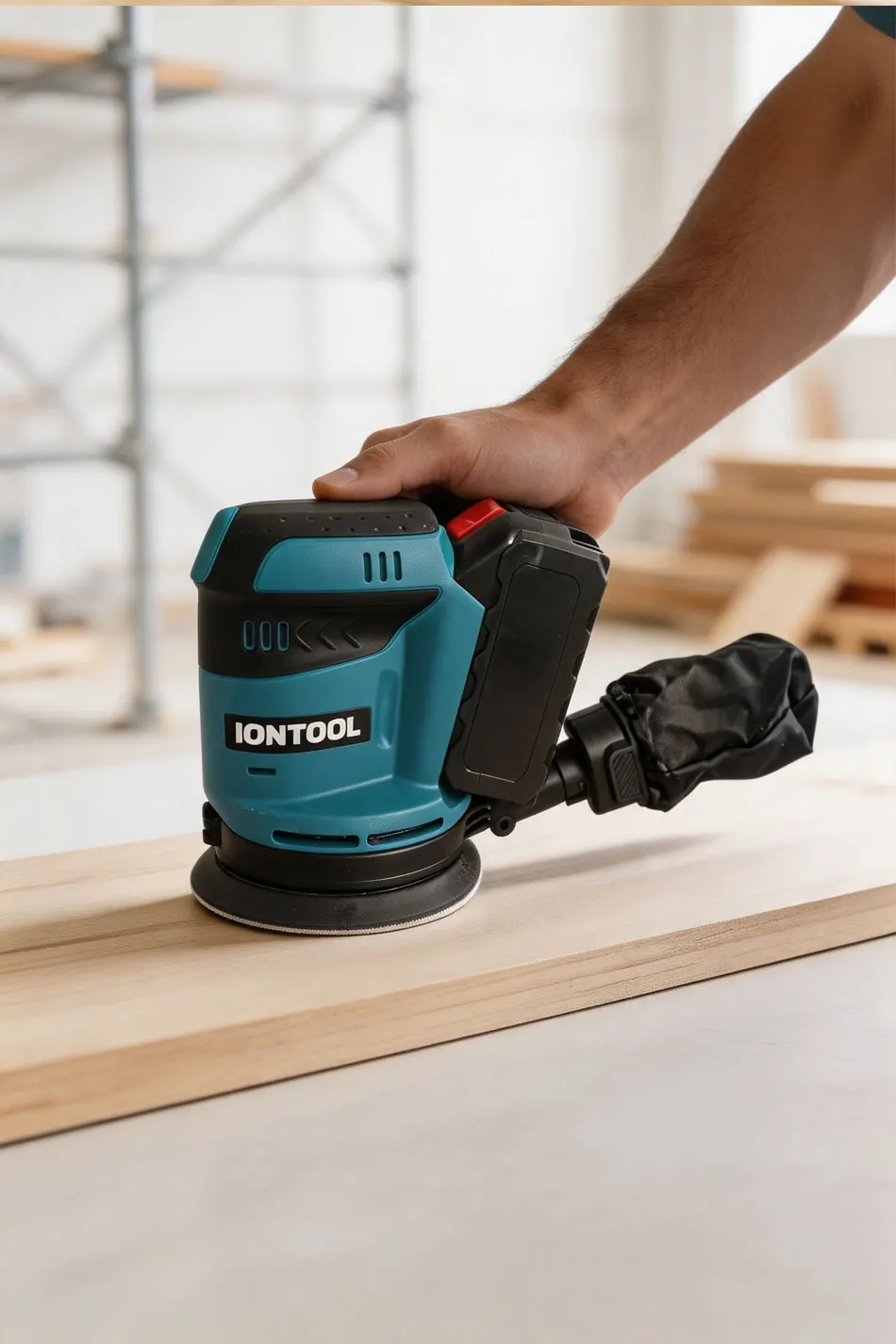 IONTOOL Durable Cordless Orbital Sander 9500rpm For Furniture Veneer Sanding and Edge Banding Smoothing and Surface Polishing
