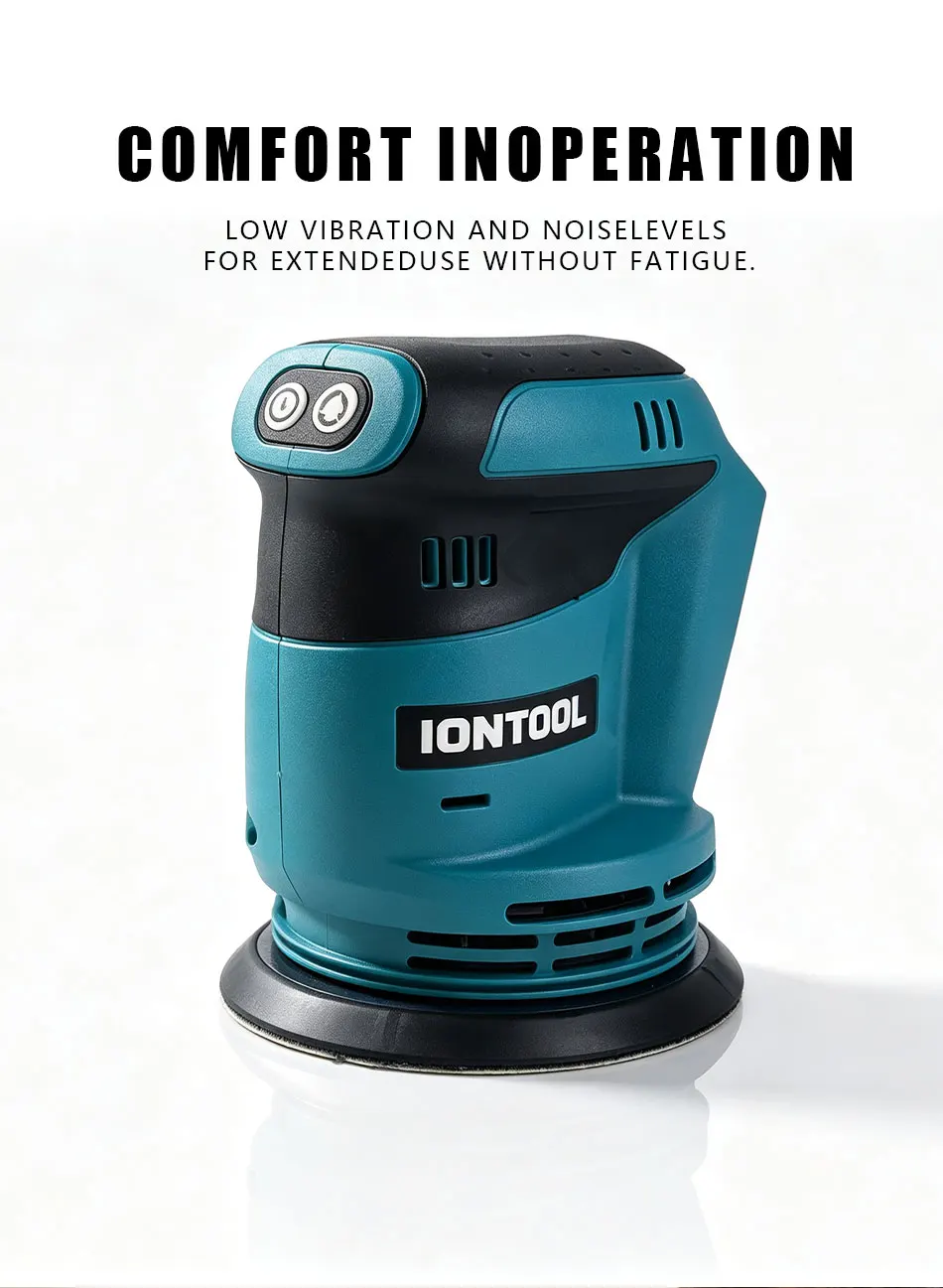IONTOOL Durable Cordless Orbital Sander 9500rpm For Furniture Veneer Sanding and Edge Banding Smoothing and Surface Polishing