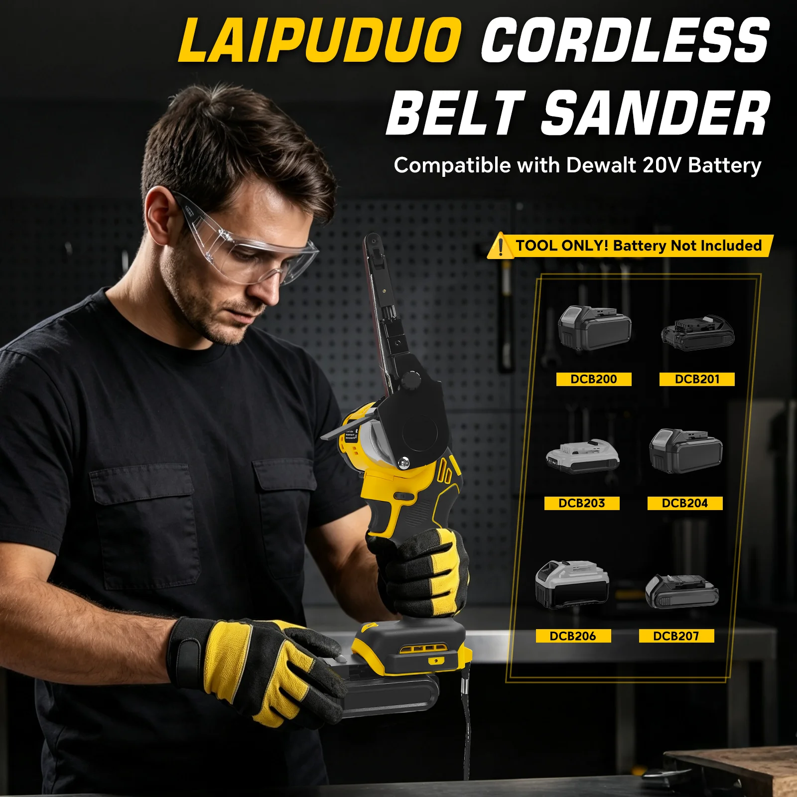 Cordless Detail Belt Sander 680W Brushless Handheld Mini Belt Sander Woodworking Metal Rust Removal For Dewalt 20V Battery Pin