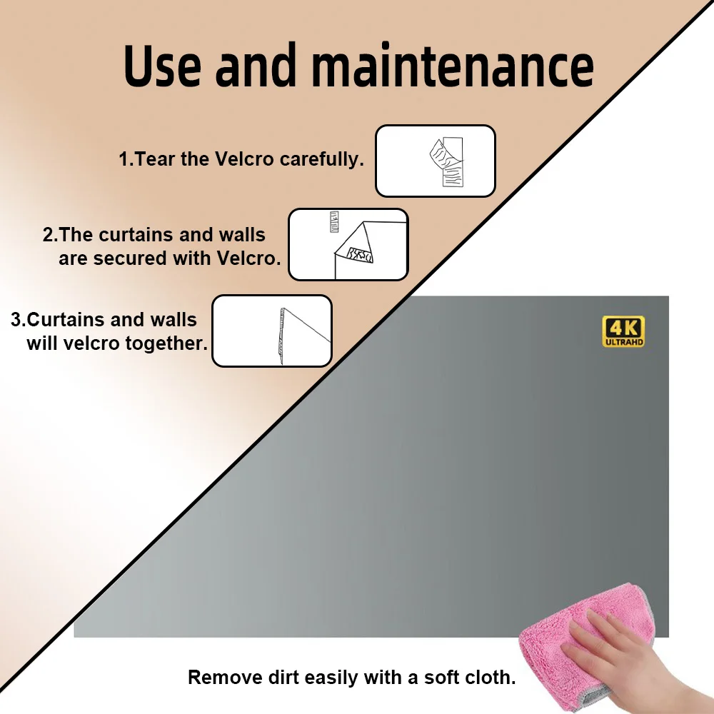 Velec Portable Anti-Light Projector Screen 60/120 Inches Wrinkle-Free Foldable Universal for Home Outdoor Office Accessories