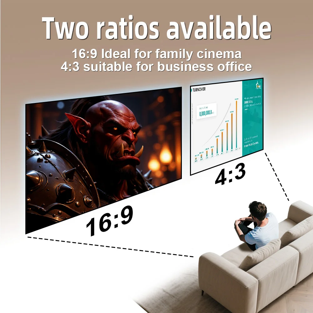 Velec Portable Anti-Light Projector Screen 60/120 Inches Wrinkle-Free Foldable Universal for Home Outdoor Office Accessories