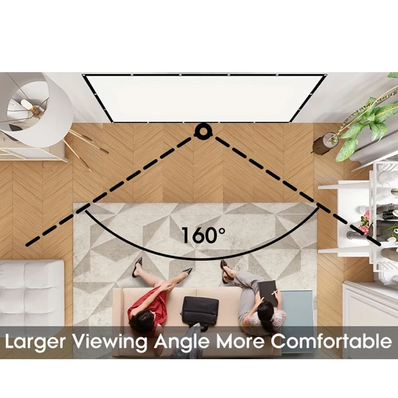 16: 9 High-Definition Home Projection Screen Wall Mounted Simple Screen, Thickened Version with Rope and Hook 60-150 Inches