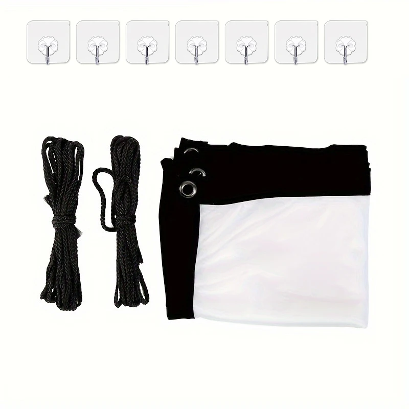 16: 9 High-Definition Home Projection Screen Wall Mounted Simple Screen, Thickened Version with Rope and Hook 60-150 Inches
