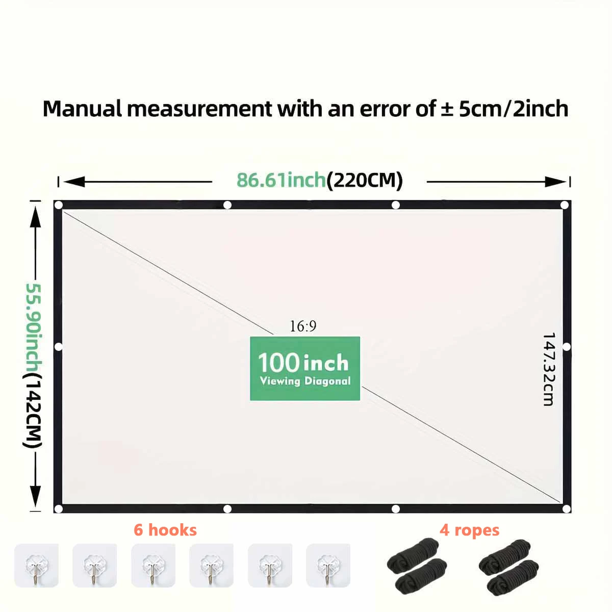 72-100-120 Inch 4k projector screen，Portable Foldable Projector screen High Density White Less Creases, Outdoor Home Office