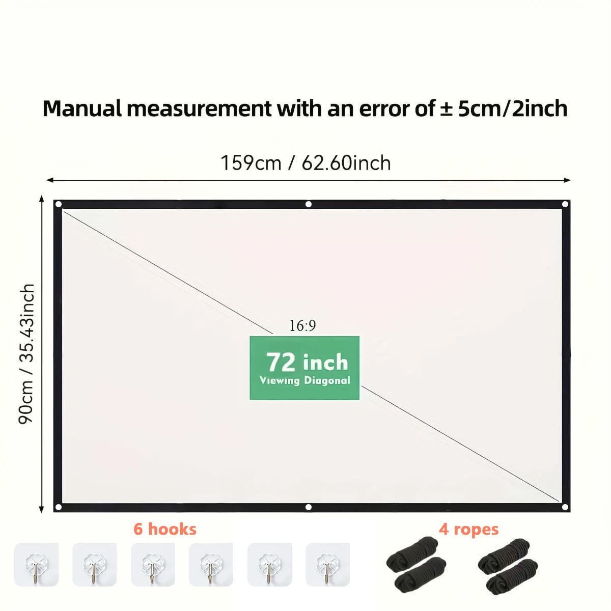 72-100-120 Inch 4k projector screen，Portable Foldable Projector screen High Density White Less Creases, Outdoor Home Office