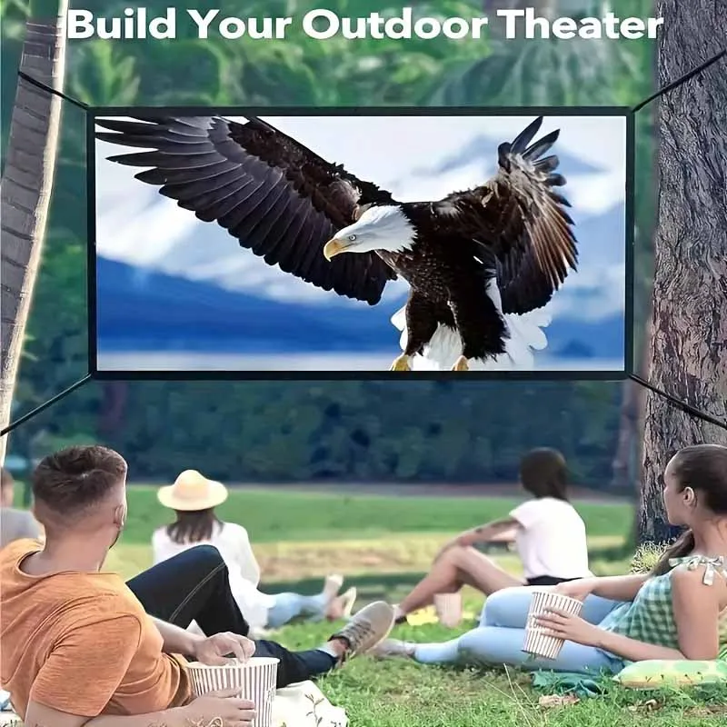 72-100-120 Inch 4k projector screen，Portable Foldable Projector screen High Density White Less Creases, Outdoor Home Office