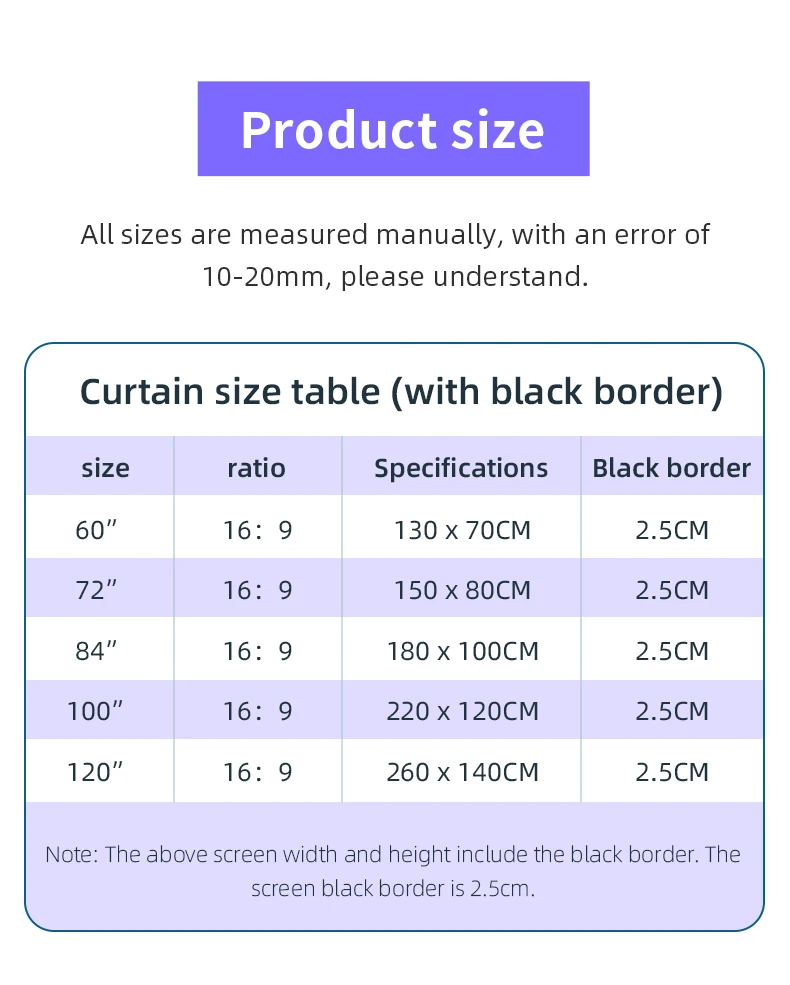 Anti Light Gray Projection Screen No Punch Wall Mount 60/72/84/100/120 Inch Wide View Angle 4K Home Cinema Projector Curtain