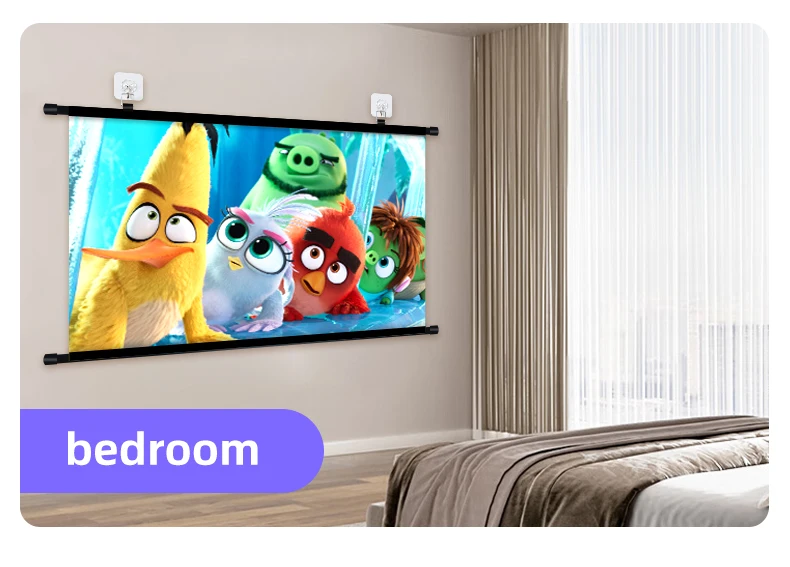Anti Light Gray Projection Screen No Punch Wall Mount 60/72/84/100/120 Inch Wide View Angle 4K Home Cinema Projector Curtain