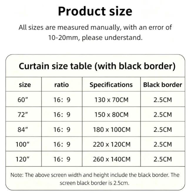 Portable Projector Screen with Tripod Stand 16:9 4K Foldable Projection Screen for Camping Backyard Home Cinema