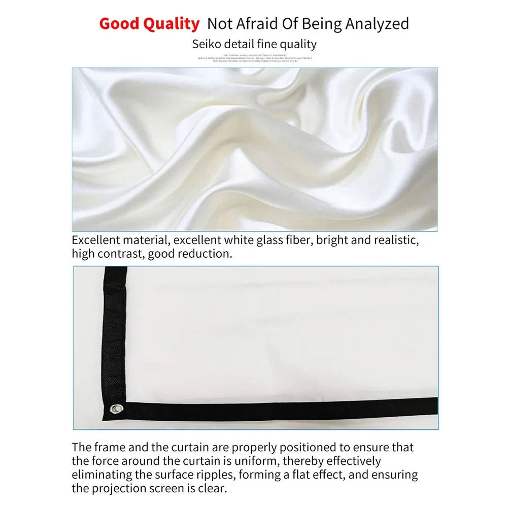 Projector Screen Curtain Video Projector Screen Anti-Light 60 72 84 100 120 150 inch Projection Screen for Home Office KTV