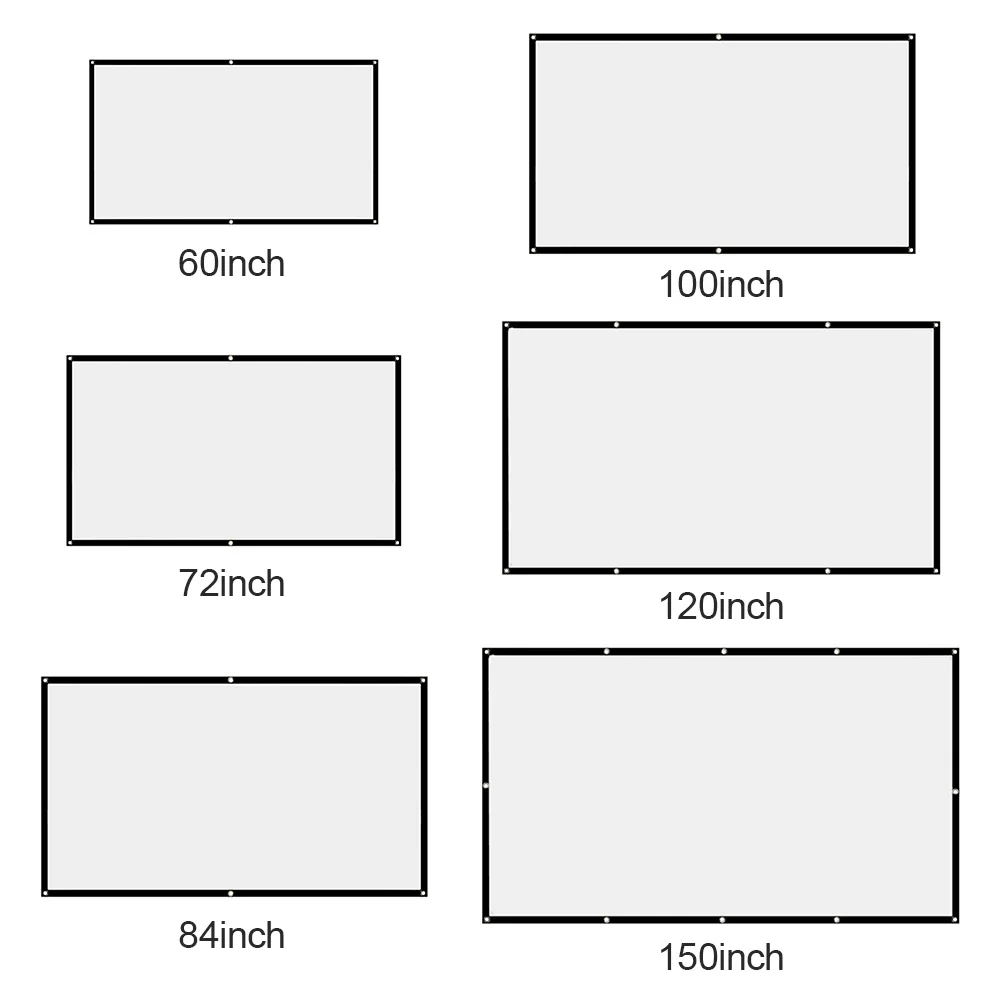 Projector Screen Curtain Video Projector Screen Anti-Light 60 72 84 100 120 150 inch Projection Screen for Home Office KTV