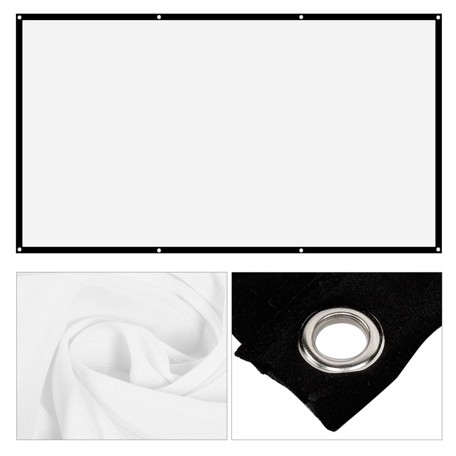 White Projection Screens 16:9 Thicken Portable Non Crease Soft White Polyester Projector Curtain Projection Screen