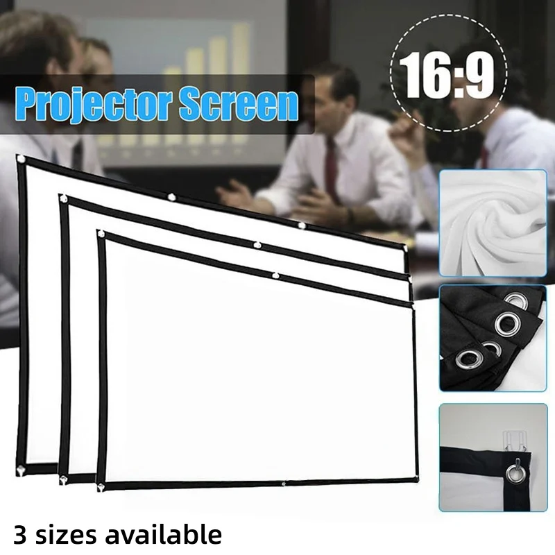 16:9 Projection Folding Screen Portable HD Mini Projector Movie Cloth Home Office Outdoor Projection Screen Multi-size Selection
