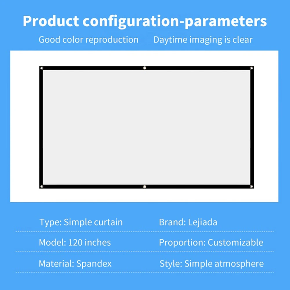 16:9 Ratio Hight-density semi-transparent Portable Projection Screen 1080P 3d 4K HD Projector Movie 60-150 Inchs for Home Office