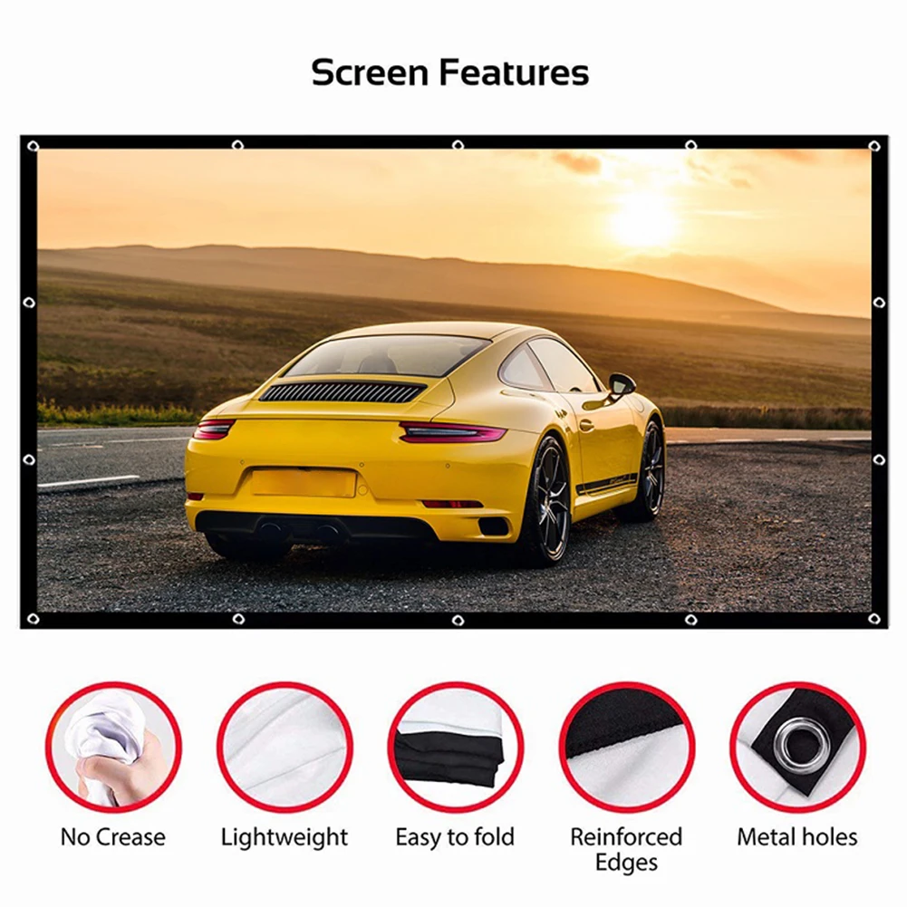 16:9 Ratio Hight-density semi-transparent Portable Projection Screen 1080P 3d 4K HD Projector Movie 60-150 Inchs for Home Office