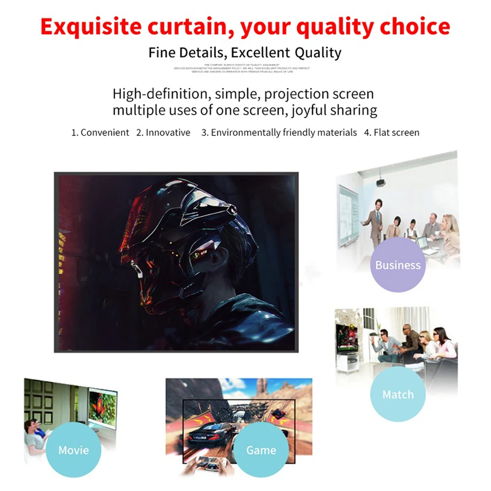 16:9 Ratio Hight-density semi-transparent Portable Projection Screen 1080P 3d 4K HD Projector Movie 60-150 Inchs for Home Office