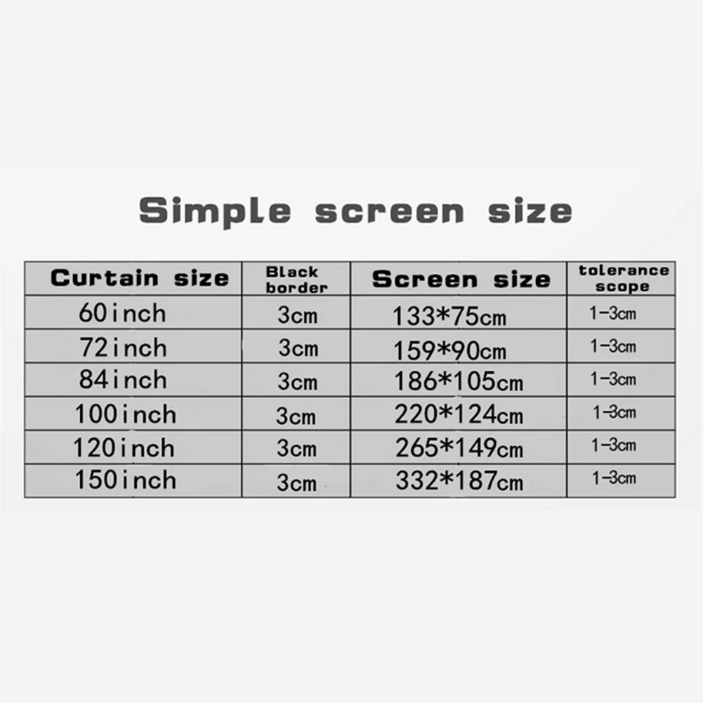16:9 Ratio Hight-density semi-transparent Portable Projection Screen 1080P 3d 4K HD Projector Movie 60-150 Inchs for Home Office