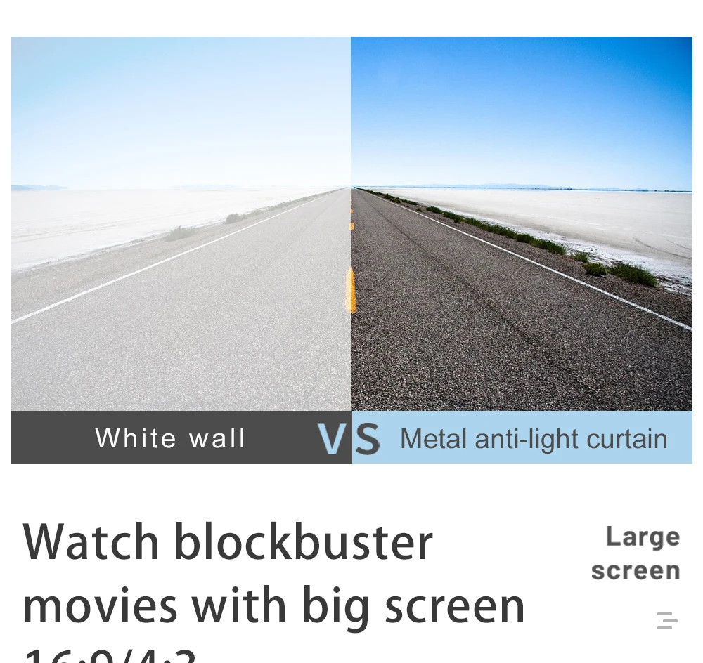 LEJIADA New 16:9 Anti-Light Projector Screen Black Border With Holes Metal Grey Portable ±30° Wide Viewing Angle Home 60-133Inch