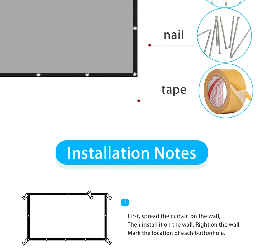 LEJIADA New 16:9 Anti-Light Projector Screen Black Border With Holes Metal Grey Portable ±30° Wide Viewing Angle Home 60-133Inch