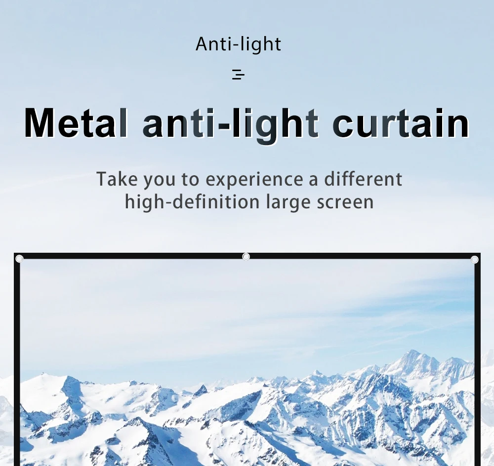 LEJIADA New 16:9 Anti-Light Projector Screen Black Border With Holes Metal Grey Portable ±30° Wide Viewing Angle Home 60-133Inch