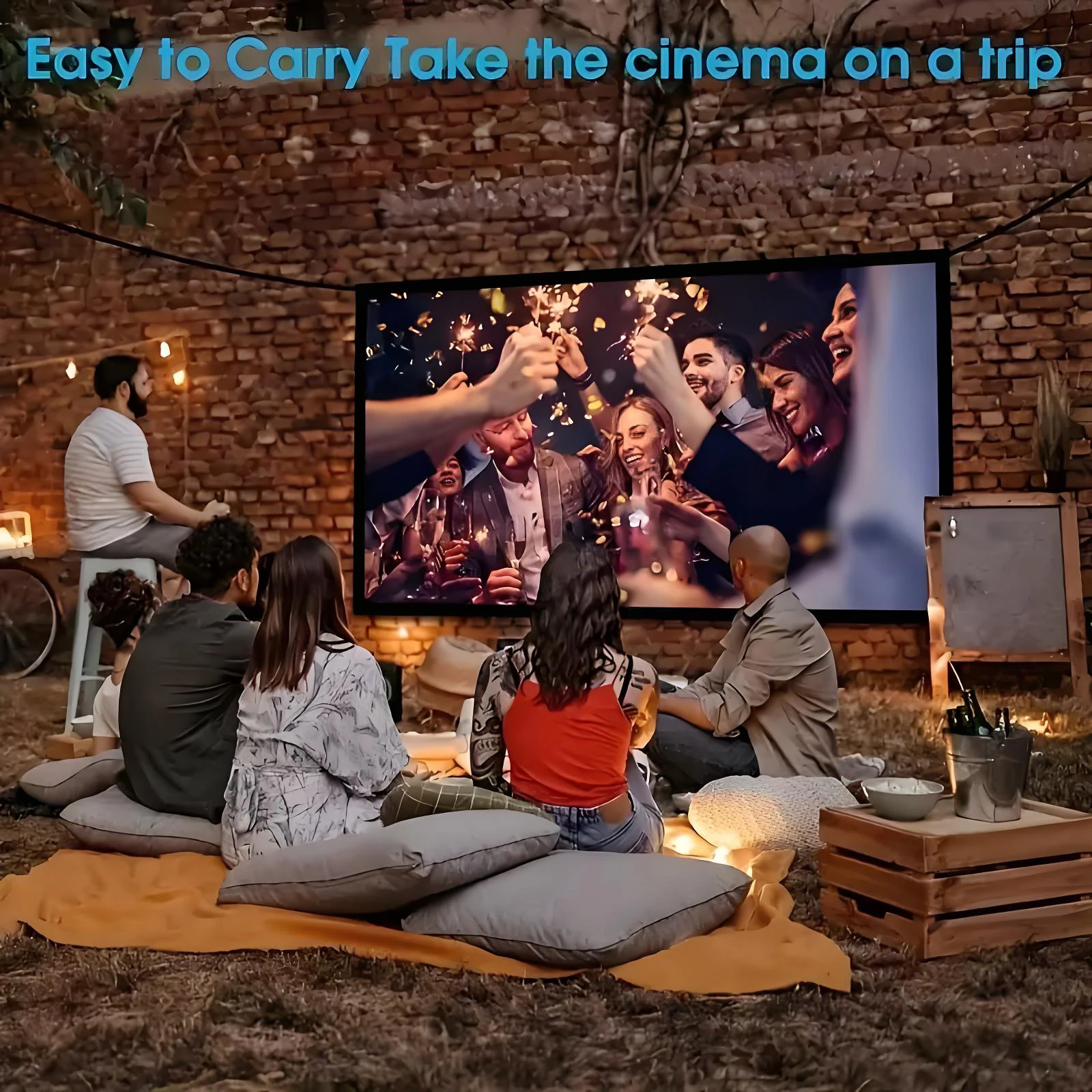 120 inch Projector Screen 16:9 Foldable Anti-Crease Portable Projector Movies Screens for Home Theater Indoor Outdoor Camping