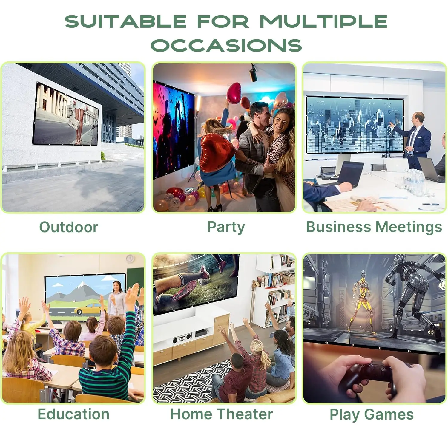 120 inch Projector Screen 16:9 Foldable Anti-Crease Portable Projector Movies Screens for Home Theater Indoor Outdoor Camping