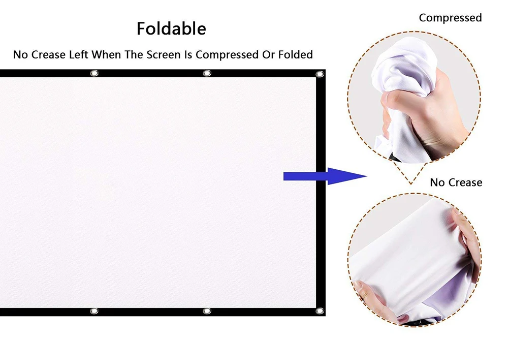 60 100 120 150Inch Simple Foldable Projector Screen 16:9 Outdoor 4K Full HD Projection Screen Curtain for Home Theater for HY300