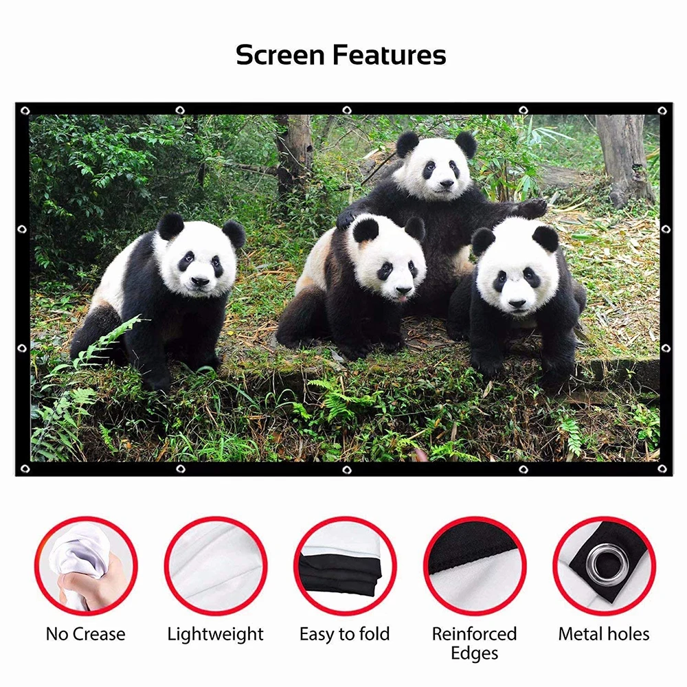 60 100 120 150Inch Simple Foldable Projector Screen 16:9 Outdoor 4K Full HD Projection Screen Curtain for Home Theater for HY300