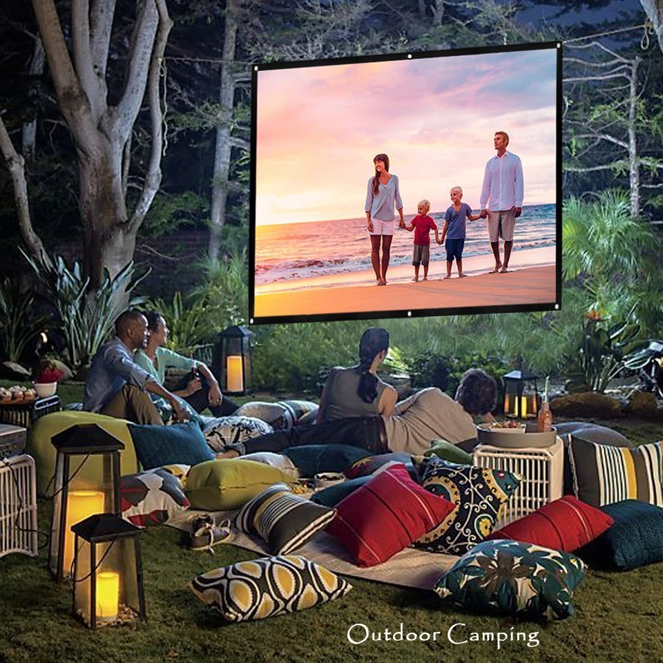 60 100 120 150Inch Simple Foldable Projector Screen 16:9 Outdoor 4K Full HD Projection Screen Curtain for Home Theater for HY300