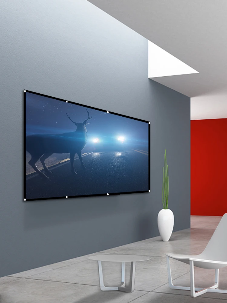 60-200 Inch Portable Foldable Projector Screen High Density White Less Creases Soft Projection Screen 16:9 Indoor Outdoor