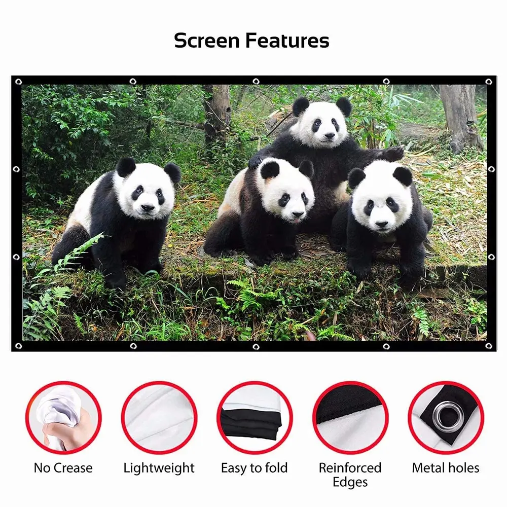 Salange Projector Screen Portable Projection Screen 100 Inch 120 Inch 150 Inch 16:9,Outdoor Movie Screen For Travel Home Theater