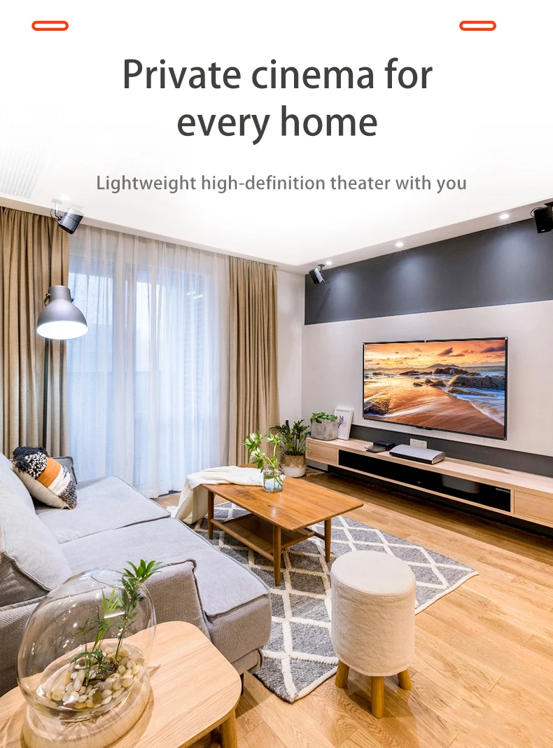 VEIDADZ 60-200 inch Portable Foldable Projector Screen High Density White No Creases Soft Projection Screen 16:9 Indoor Outdoor