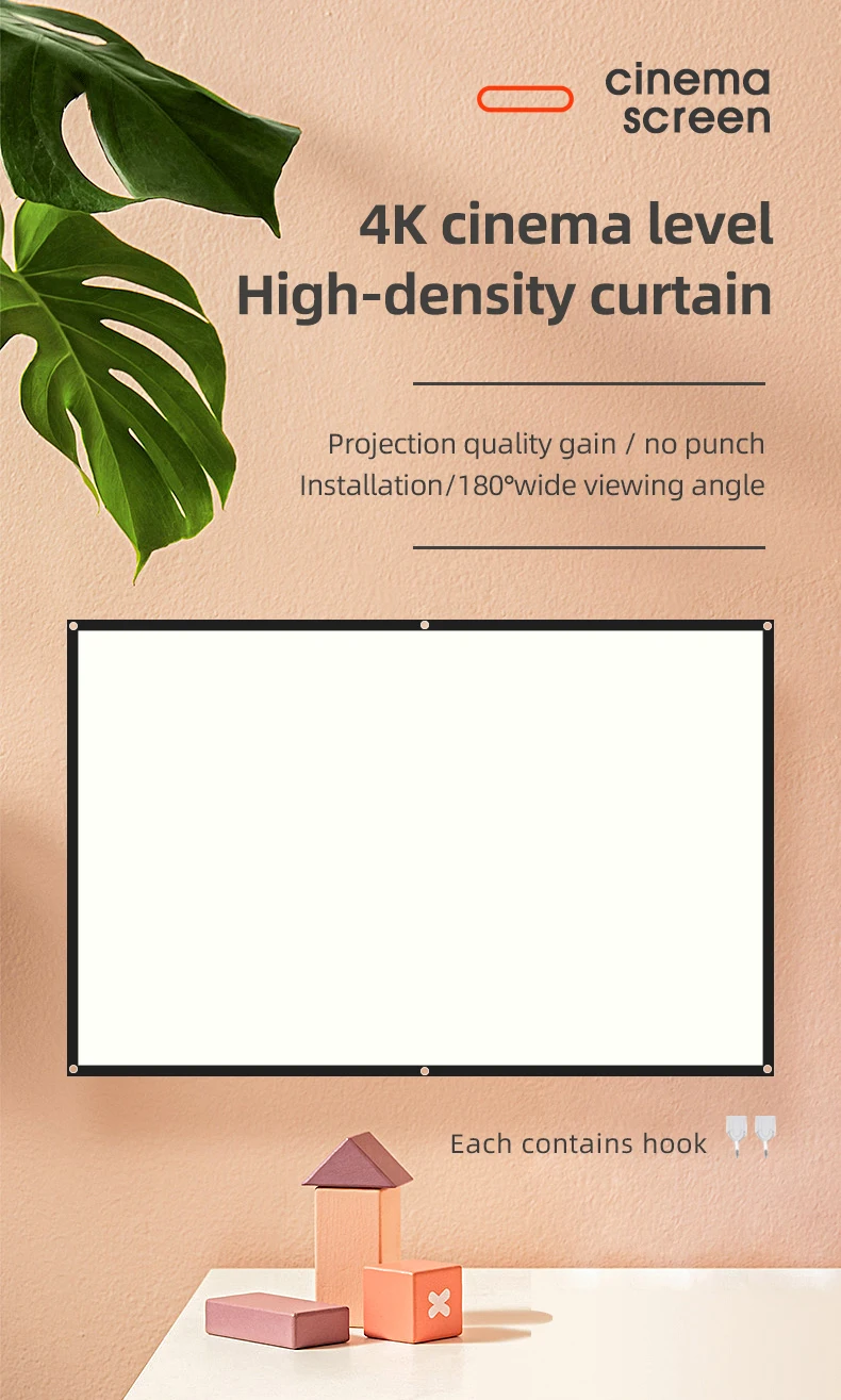 VEIDADZ 60-200 inch Portable Foldable Projector Screen High Density White No Creases Soft Projection Screen 16:9 Indoor Outdoor