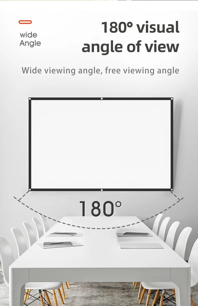 VEIDADZ 60-200 inch Portable Foldable Projector Screen High Density White No Creases Soft Projection Screen 16:9 Indoor Outdoor