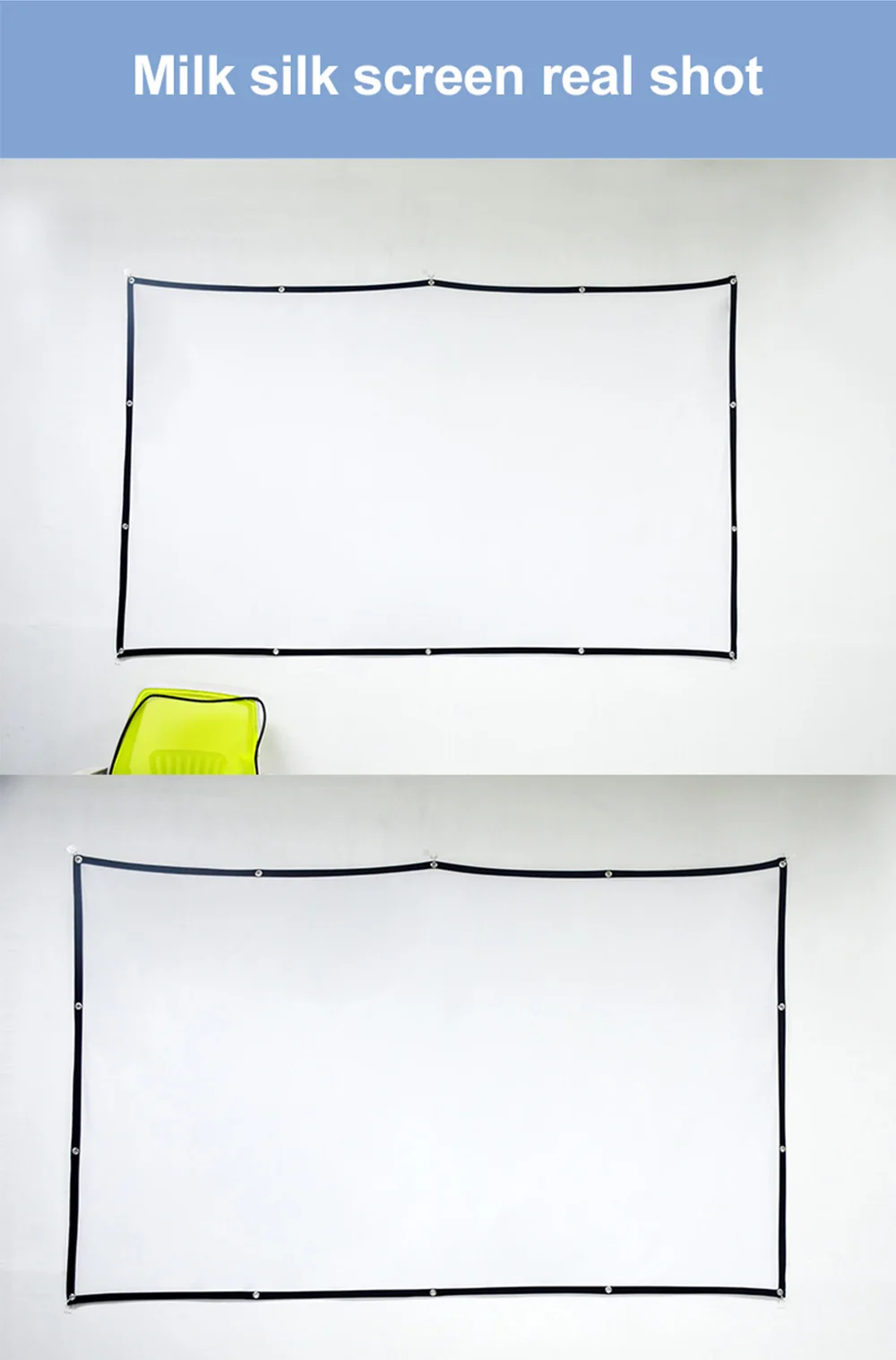 LEJIADA 16:9 High Density Projector Screen White Black Border With Holes Anti-Crease Portable Foldable Outdoor Movie 60-200 inch