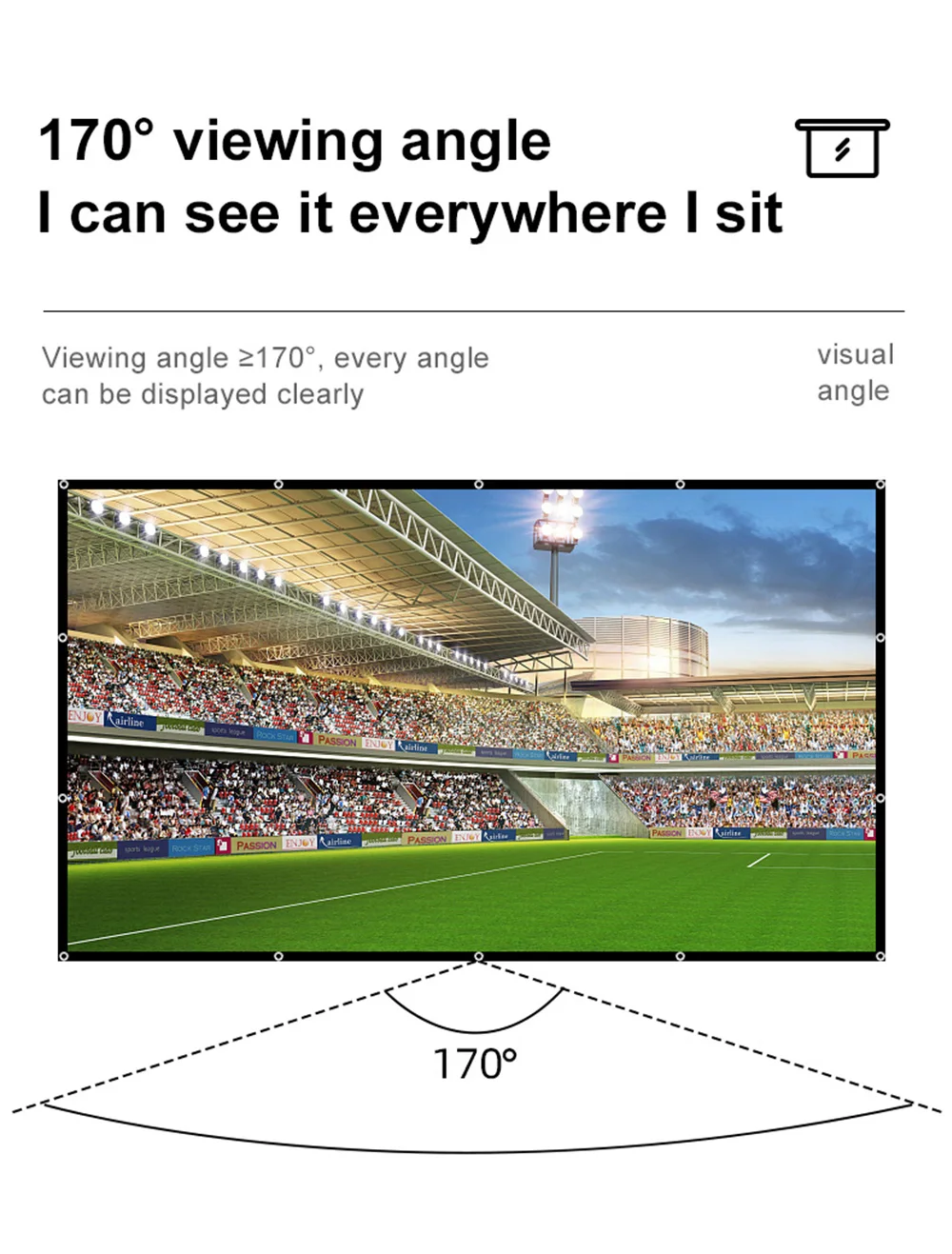 LEJIADA 16:9 High Density Projector Screen White Black Border With Holes Anti-Crease Portable Foldable Outdoor Movie 60-200 inch